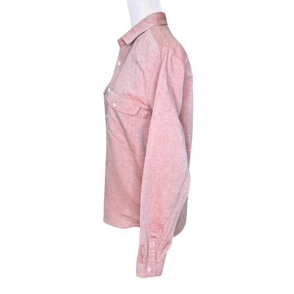 Theory Rotuma Jugen Mens Mauve Long Sleeve Linen Blend Button Up Shirt Small - Picture 4 of 8